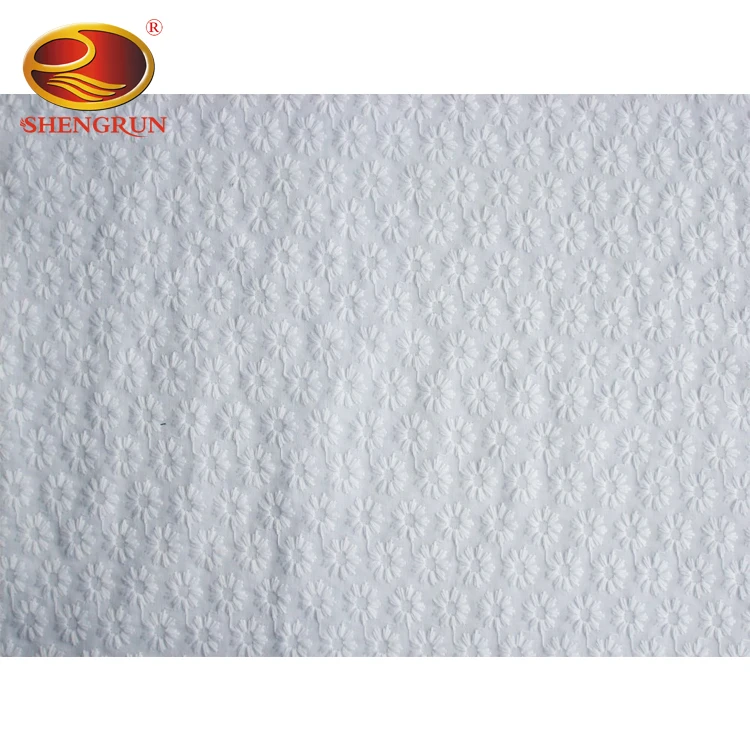 Factory hot sale white TC lace embroidery fabric for garment