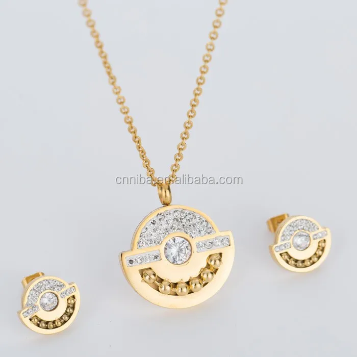 

Alibaba Fan Shape Earrings & Pendants Necklace Unique Shape Crystal Stainless Steel Gold Plated Jewelry Set