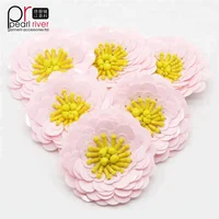 

Sew on handmade big size pink 3D Flower Sequin Applique Flower