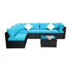 Outdoor Wicker Patio Furniture 7pcs Sectional Cushioned Rattan Conversation Sofa Sets