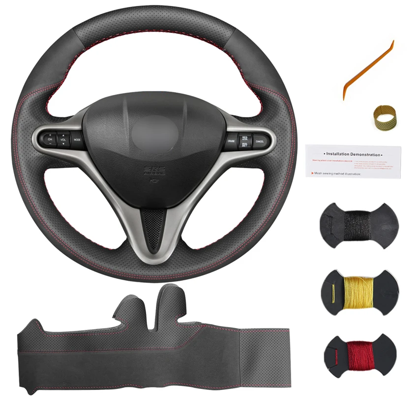 

Popular Hand Stitched Suede Leather Steering Wheel Cover for Honda Civic 8th Gen 2006 2007 2008 2009 2010 2011