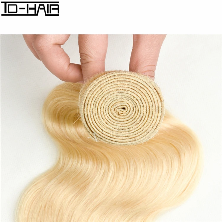 

TD HAIR Best selling body wave blonde hair bundles,virgin blonde hair 3 bundles with lace closure,a brazilian hair closure