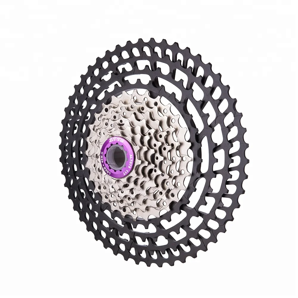 

ZTTO MTB Bicycle Parts 11 speed Cassette Freewheel 11-50T SLR Ultra Light Bicycle Tower Wheel Hollow Aluminum Alloy Flywheel, Black silver