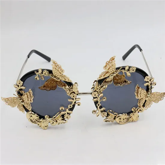 

Retro Decor Metal Golden Butterfly Leaf Women's Sunglasses Tourism Driving Anti-UV glasses