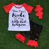2016 Baby girlsboutique clothing childern summer outfits girls capri pants you can't kide in my little wagon sets with headband
