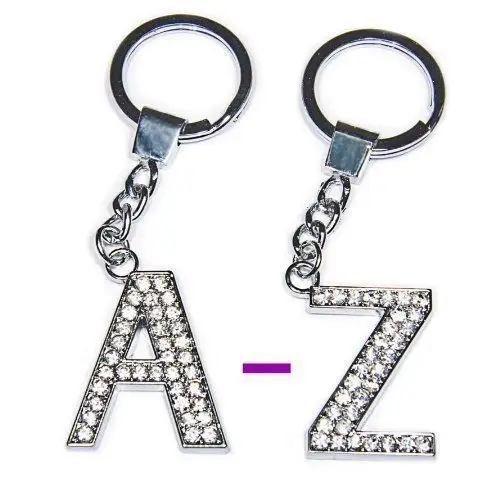 A To Z Custom Metal Alphabet Large Letter Keyring Initial Bling Crystal ...