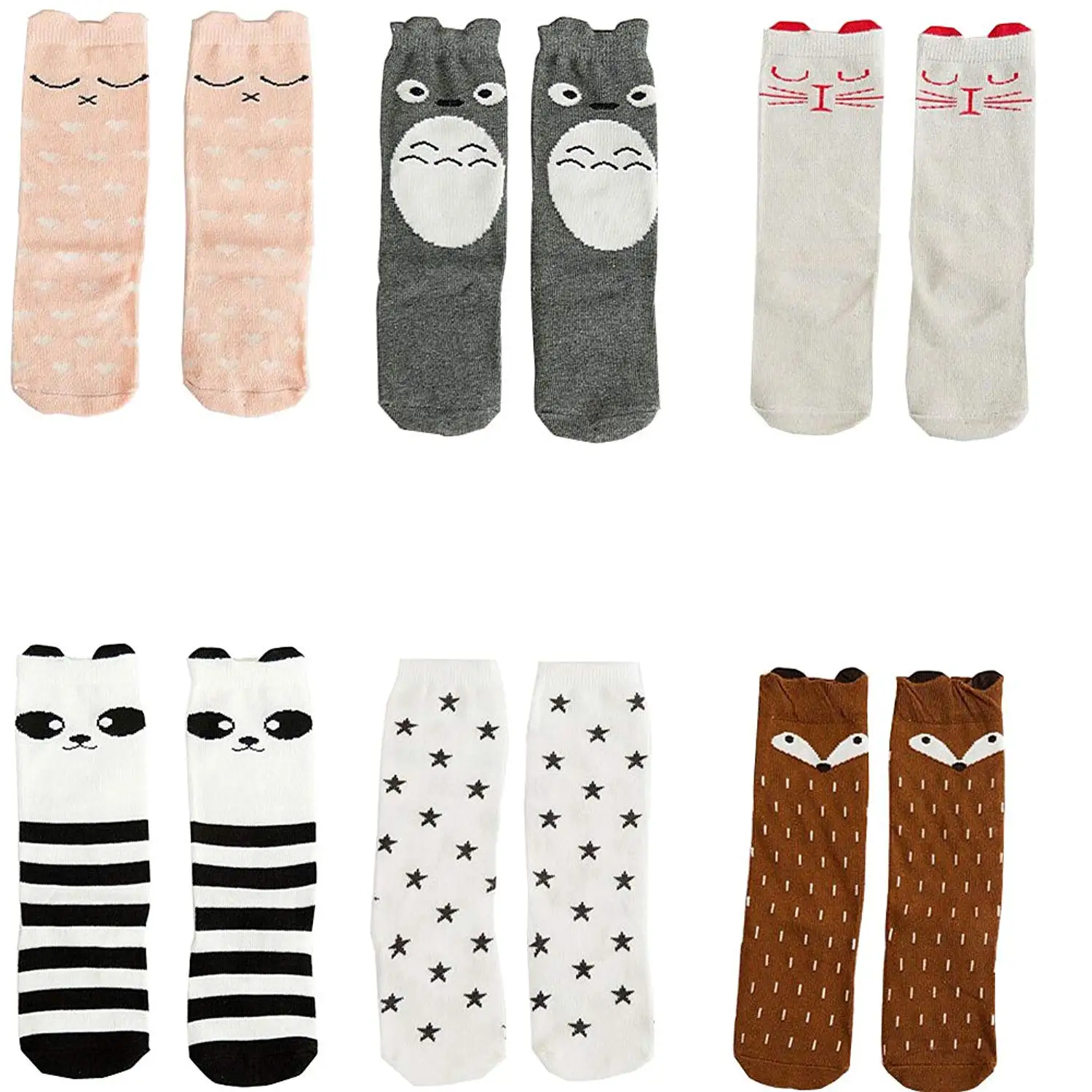 Lucky staryuan 4Pairs Baby Girls High Socks Non-slip Tube Stockings for Spring Summer