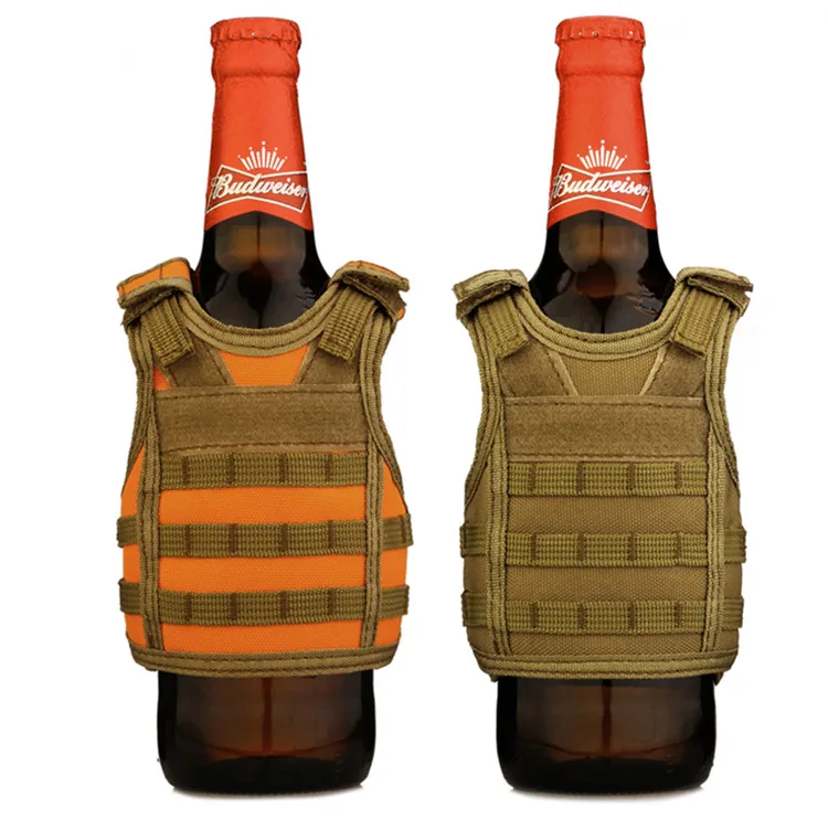 

Molle Adjustable Beverage Holder Tactical Mini Vest for 12oz or 16oz Cans or Bottles, Black;wolf brown;army green etc