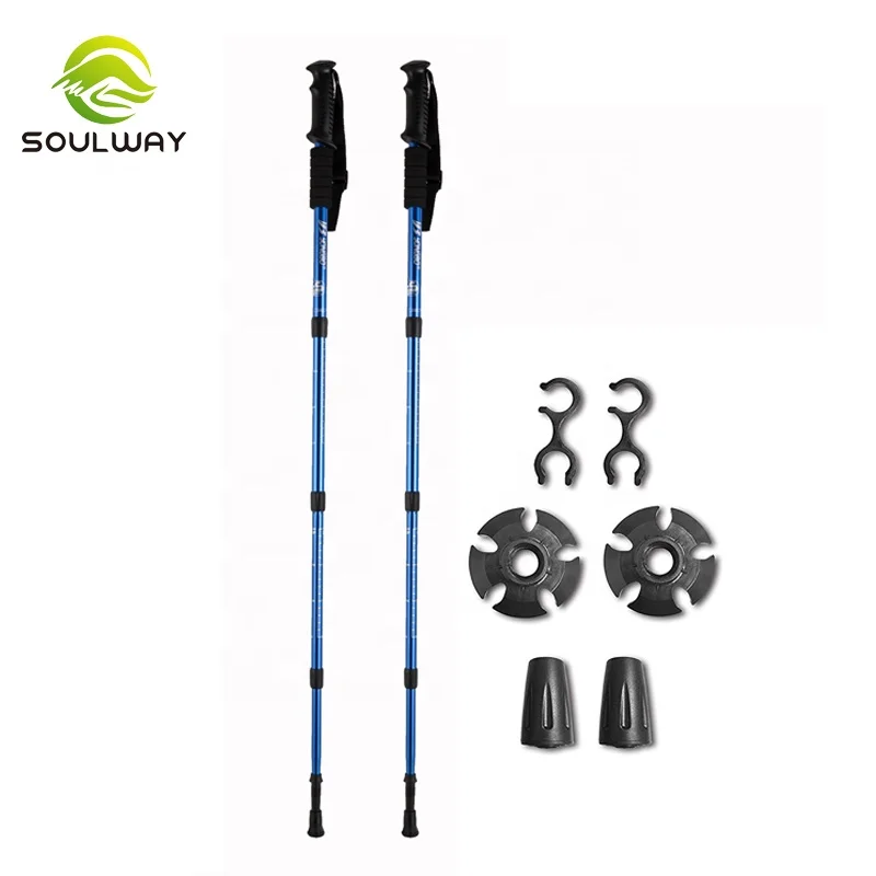 Hot Sale Cheap Outdoor Duralumin 6061 7075 Blue Twist Lock 4 Sections Extension Walking