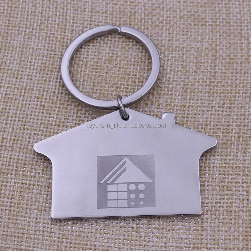 2016 Top Grade Metal House Shape Keychain With Laser Logo On Custom