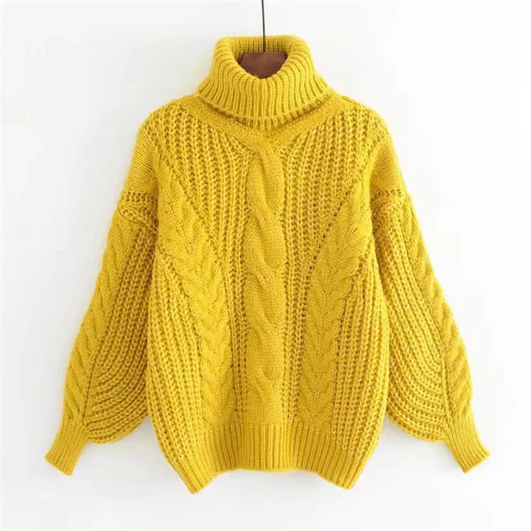 

Thick warm ladies winter long cable knit cashmere sweater pullover, Picture