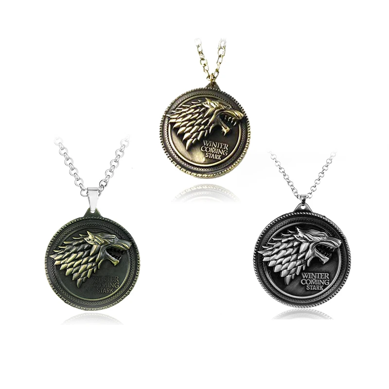

HOT Fashion Movie Game of Thrones necklace Wolf Logo Jewelry Accessories Metal Necklace For Men Christmas gift, As pics