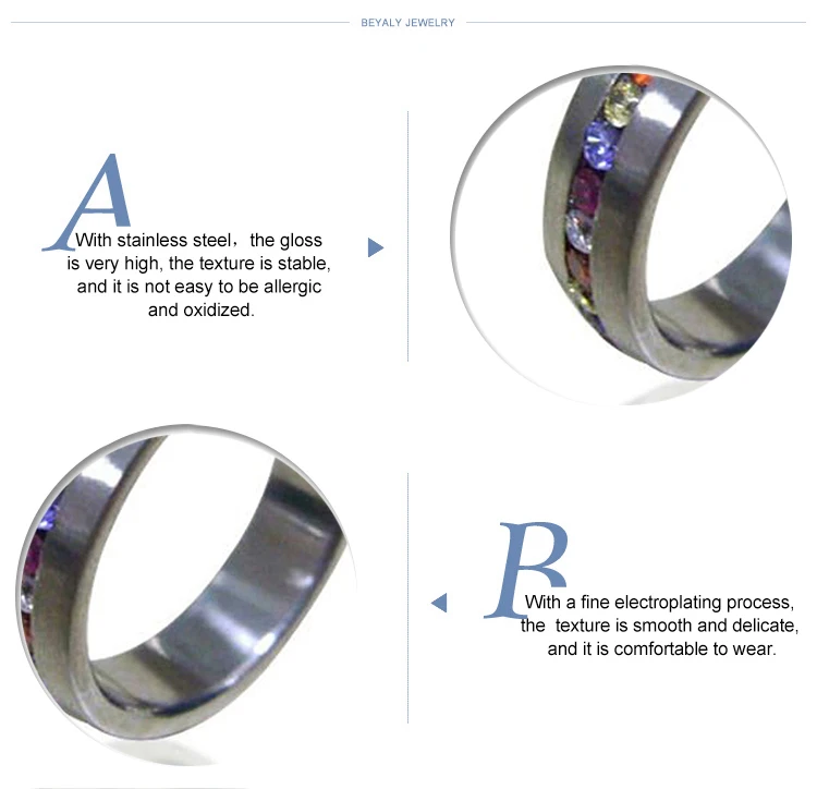 Promotional handmade stainless steel ruby titanium ring