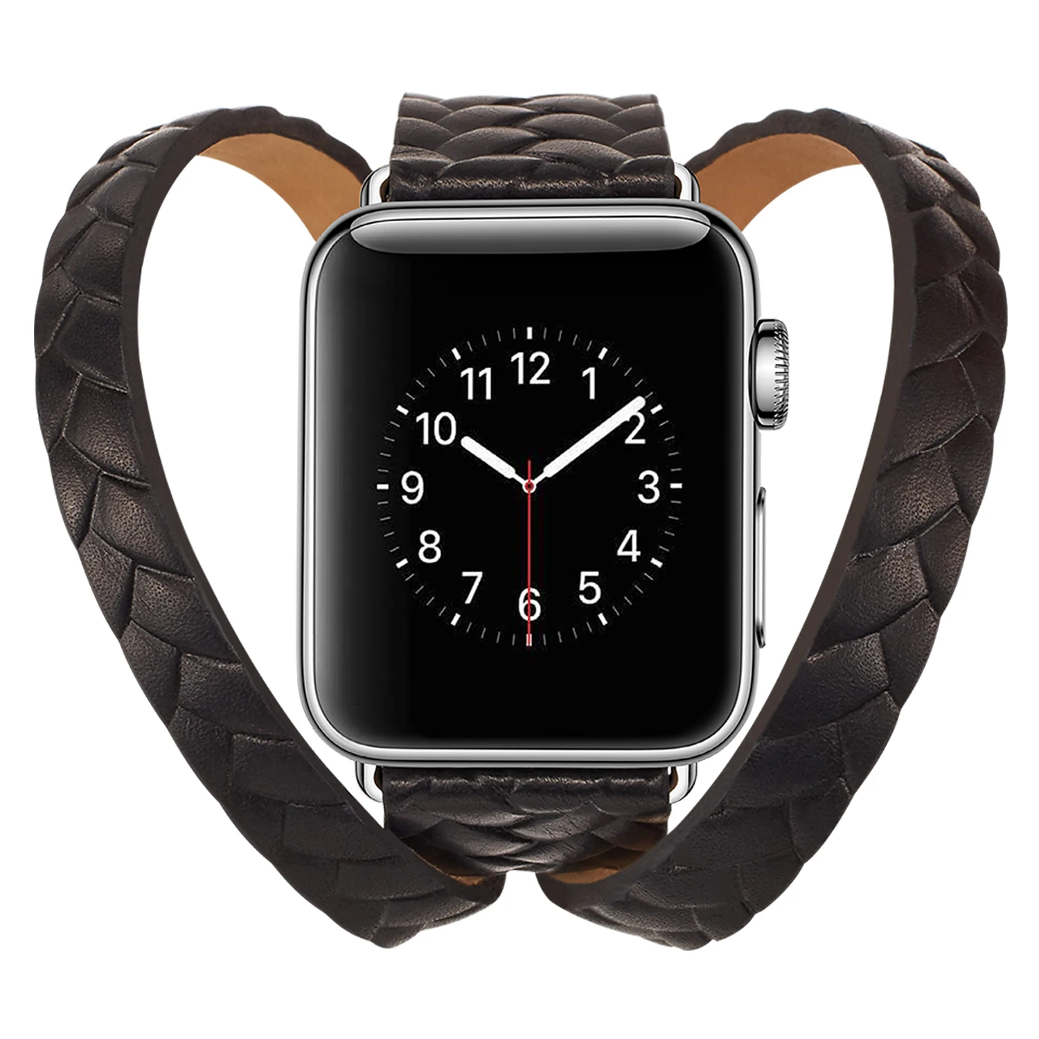 

Genuine Cow Leather Double Tour Embossed Woven Strap Crown Pattern Bracelet watchband for apple watch Series 1/2/3/4 38/42mm
