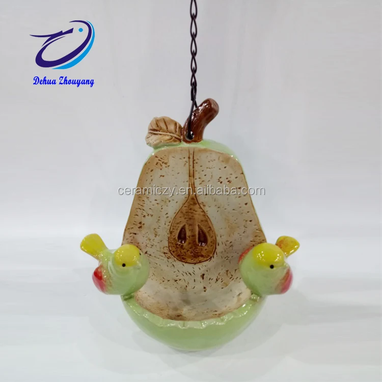 Round Yellow Pear Shape Ceramic Bird Feeder For Garden Decor Buy