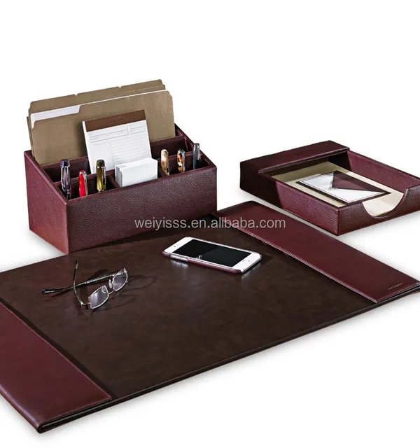 Hotel Office Faux Leather Desk Drawer Organizer Tray With Low