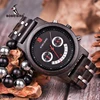 BOBO BIRD Newest Smile Face Design Natural Wood Watches Chronograph Date Quartz Wristwatch watch display stand