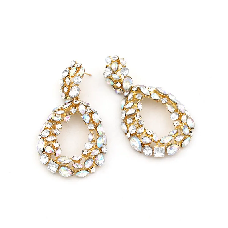 

Rhinestone Golden Drop Hook Dangle Earrings for Women