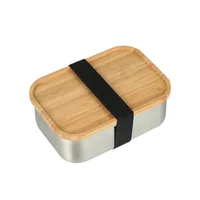 

Eco friendly bamboo lip metal bento lunch box School Stainless Steel Lunch Containers camping bento Box