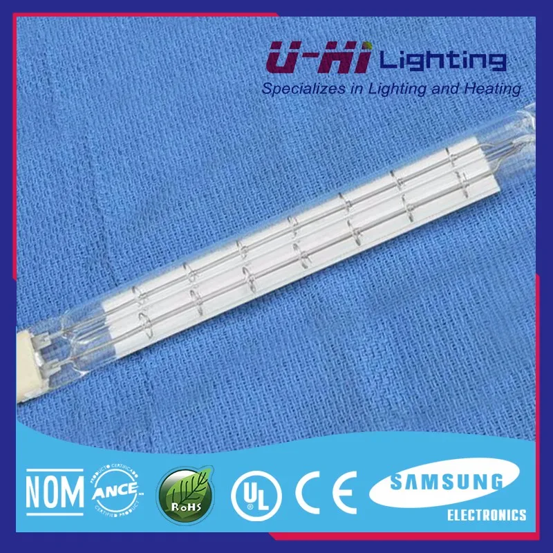 Big Production Ability white halogen infrared heating lamp with reflector twin tube