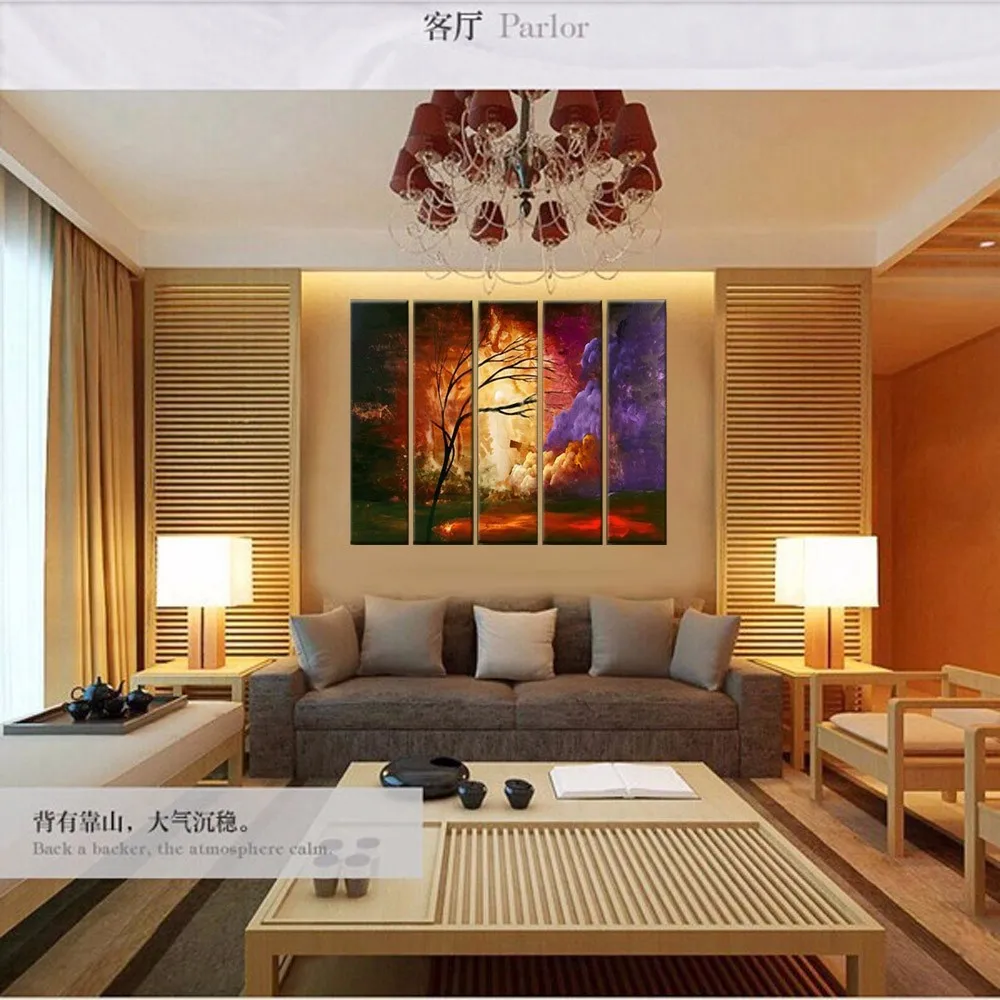 2015 heetste verkoper 3d effect abstract bomen olieverf donkere ...