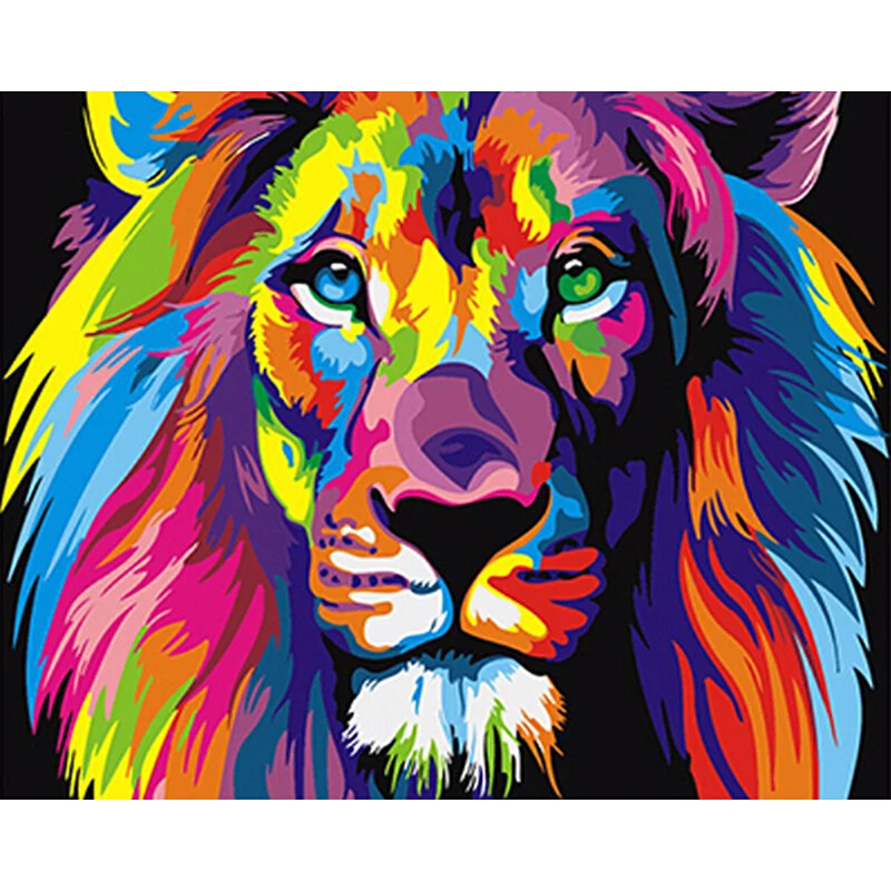 
CHENISTORY DZ1025 Frame Colorful Lions Animalsabstract paint by numbes Modern Hand Oil Painting Unique Gift For Children  (60755493698)