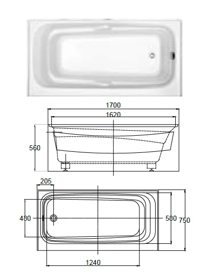 Wholesale market in mumbai 67 In.Right Drain Rectangular Non-Whirlpool White DM-623 freestanding acrylic bathtub modern
