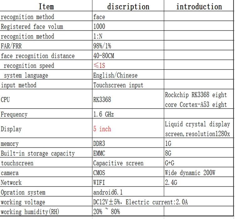 PB 3368 face recognition machine for time attendance and access control