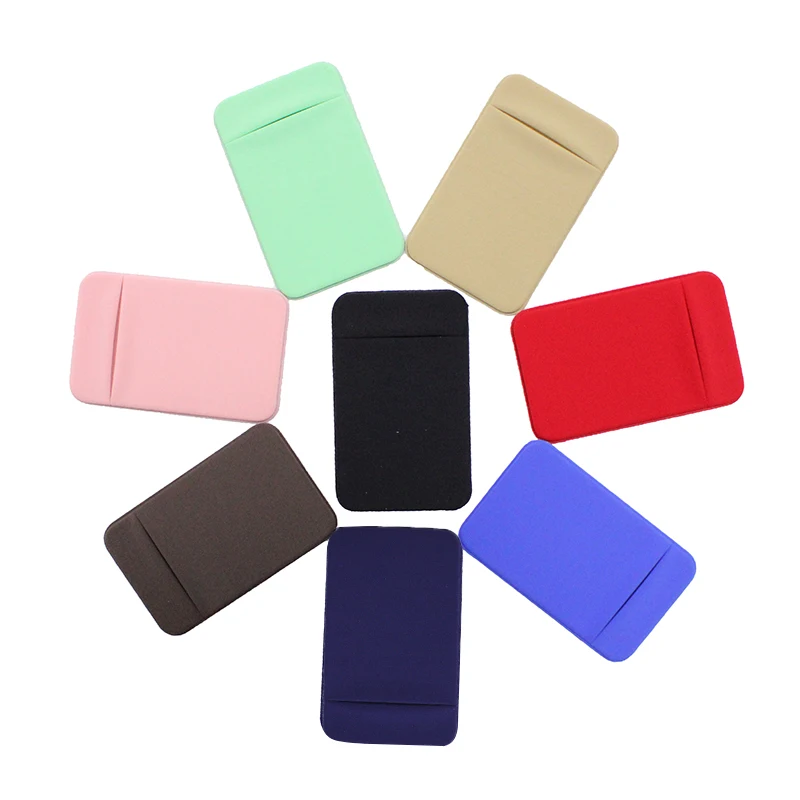 Adhesive Phone Safe Wallet Elastic Fabric Cell Phone Card Holder For
