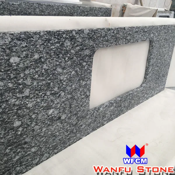 Platinum Pearl Granite Inlay Table Tops Natural Stone Counter Tops