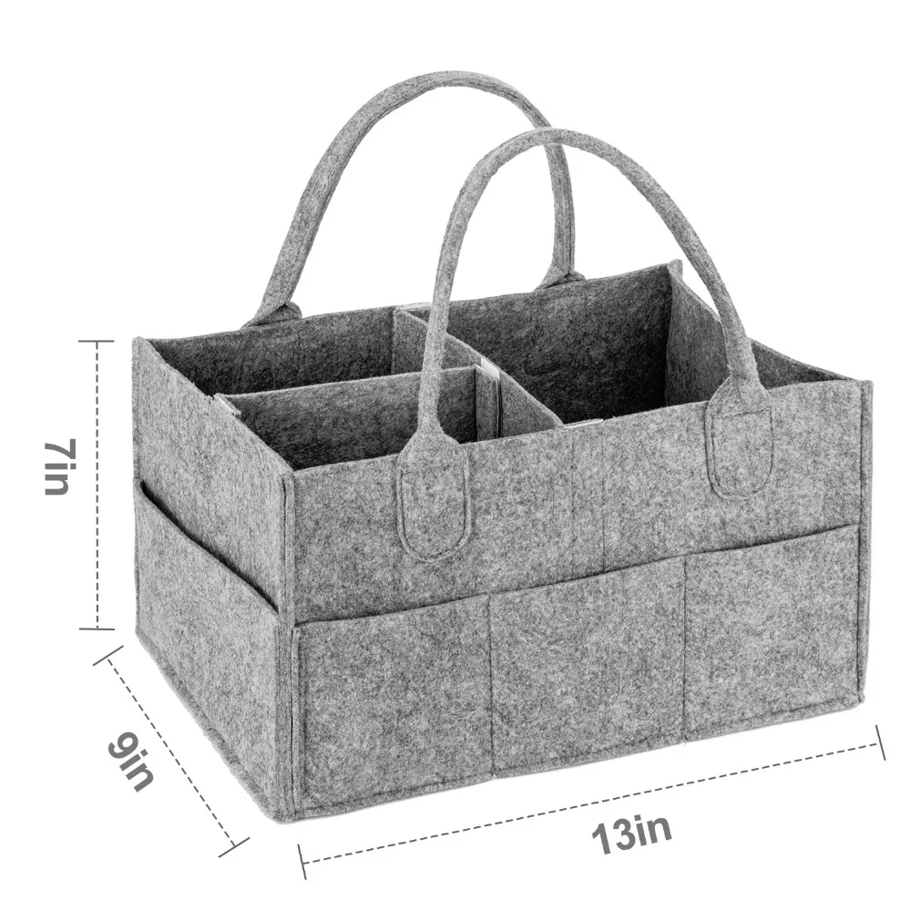 

Large Portable Natural Soft Felt Nursery Storage Organizer for Diapers Caddy Bag, Gray or customized