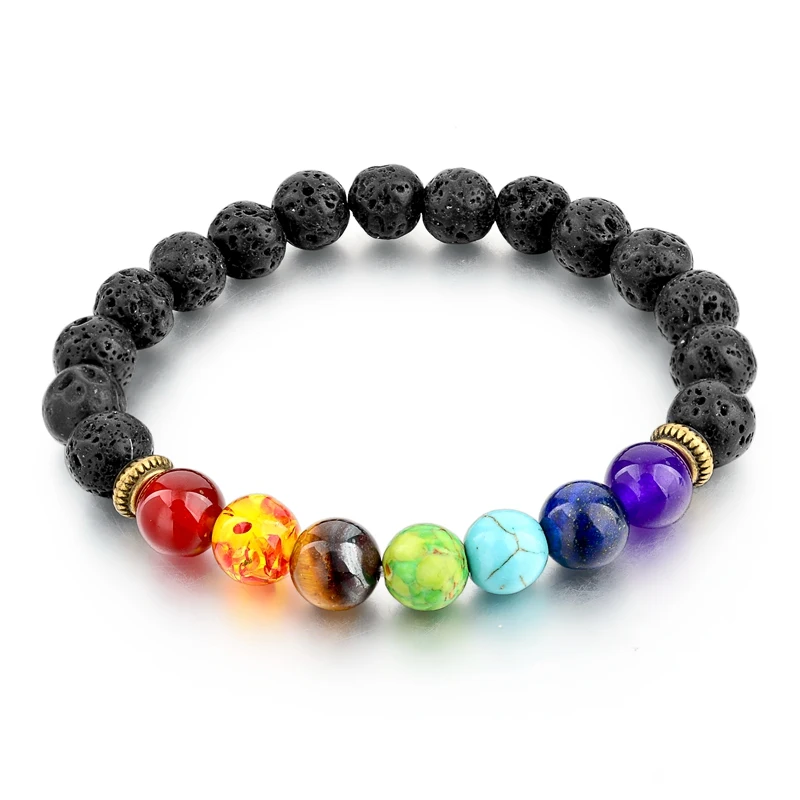 

Stone Bracelet Lava Stone Crystal Healing Balancing Round Beads bracelet