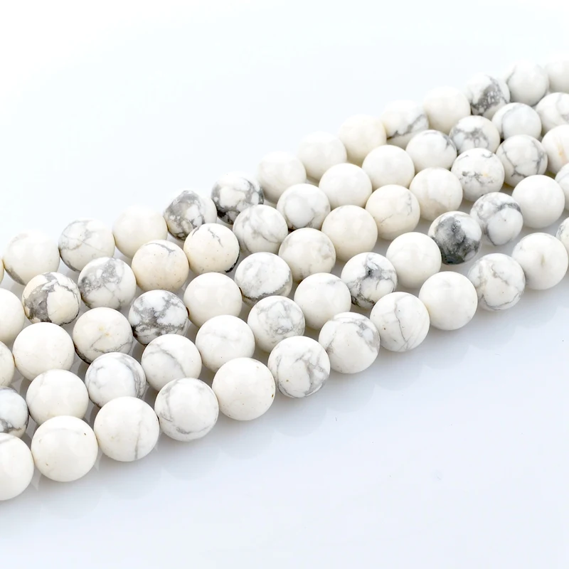 

Natural Marble Round Shape Loose Gemstone Beads For Jewelry Making Size, White