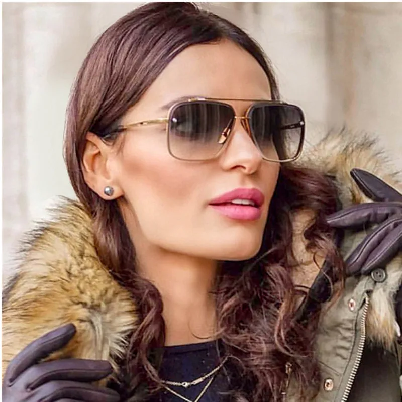 

HBK New Fashion USA Square Metal frame Sunglasses Women UV400