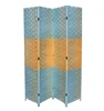 4 Panel Screen Beach Blue Natural Paper Straw Weave Room Divider
