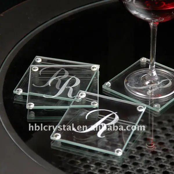 engraved glass coasters