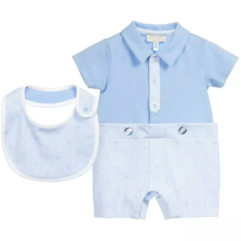 2016 Summer Style Baby Boys Romper Short sleeve one piece Newborn Bebes clothes with Bib