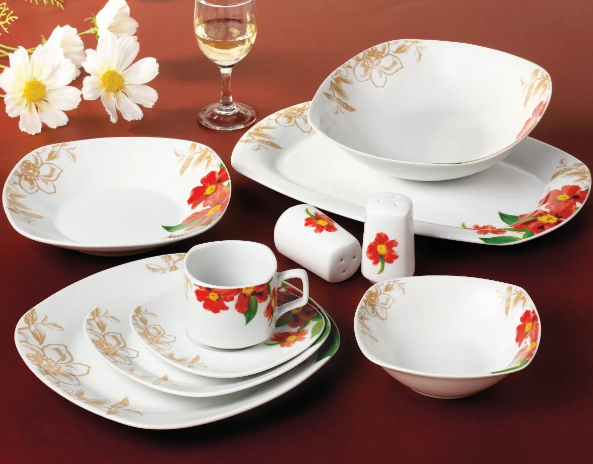 Floral 47pcs Porcelain Kitchen And Dining Tableware Dinnerware Sets