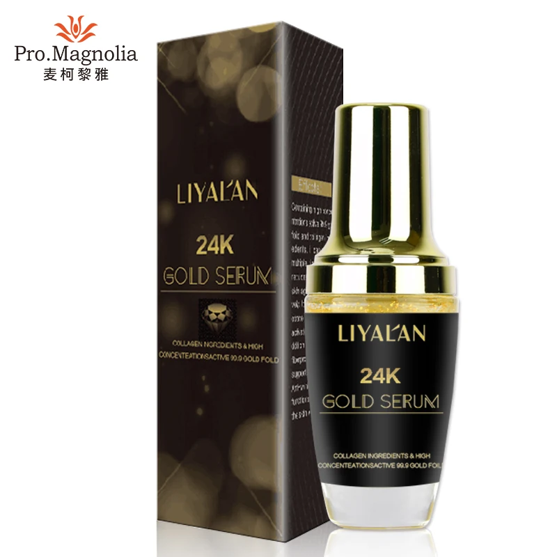 

Best new Face Skin Care serum OEM ODM 30 ml whitening anti aging vitamin c 24K gold face serum, Transparent belt gold foil