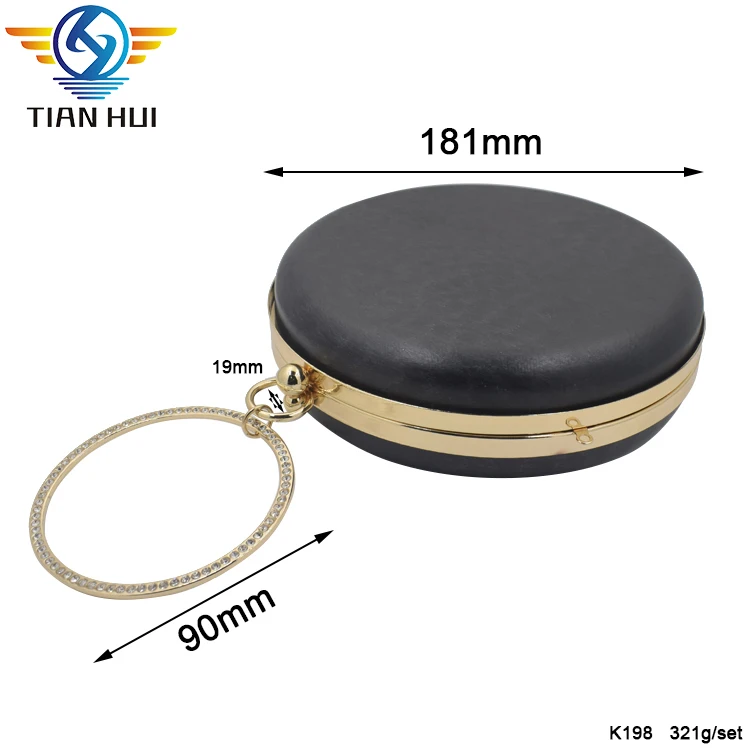 Round Shape Box Clutch Frame Metal Clutch Frames With Plastic Shell