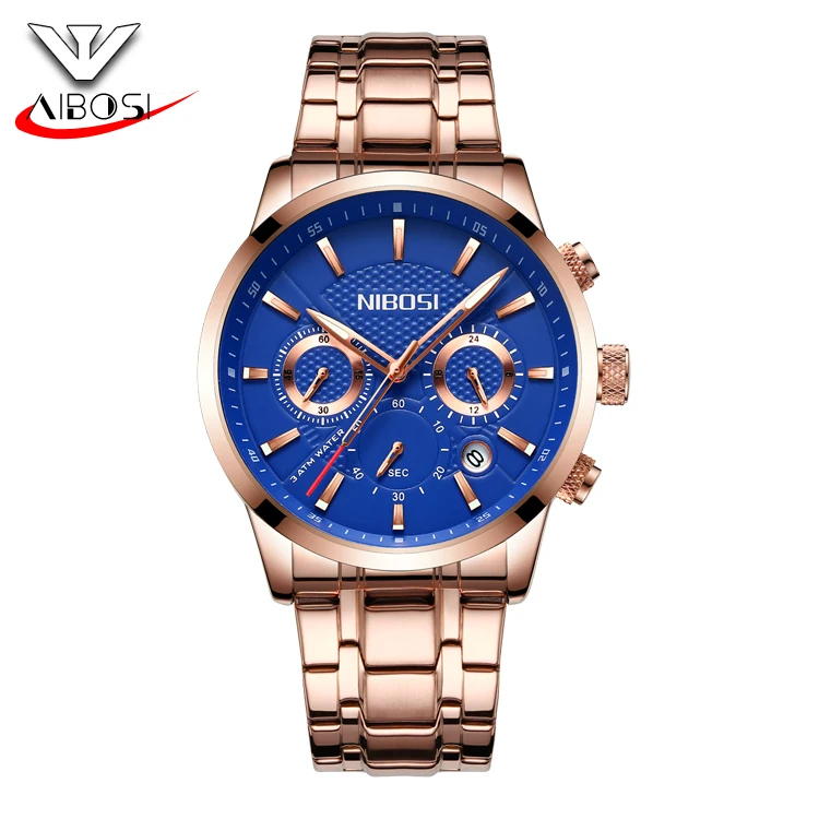 

wristwatch Hot Selling Men Multi Function Luminous All Stainless Steel Black Watch