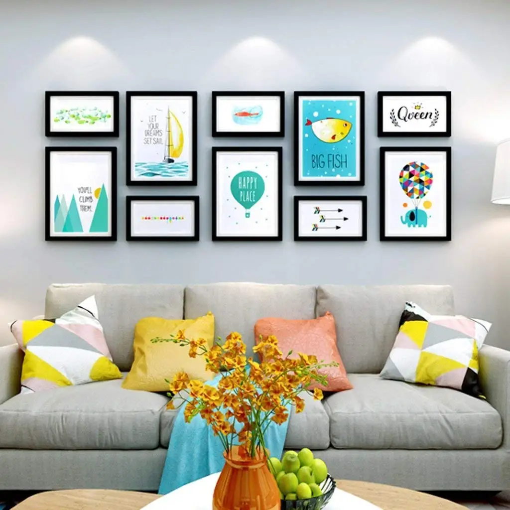 KTYX Simple Modern Living Room Photo Wall Decoration Photo Frame Wall European Photo Frame Creative Hanging Wall Combination Photo Wall Art picture frame (Color : Black photo frame)