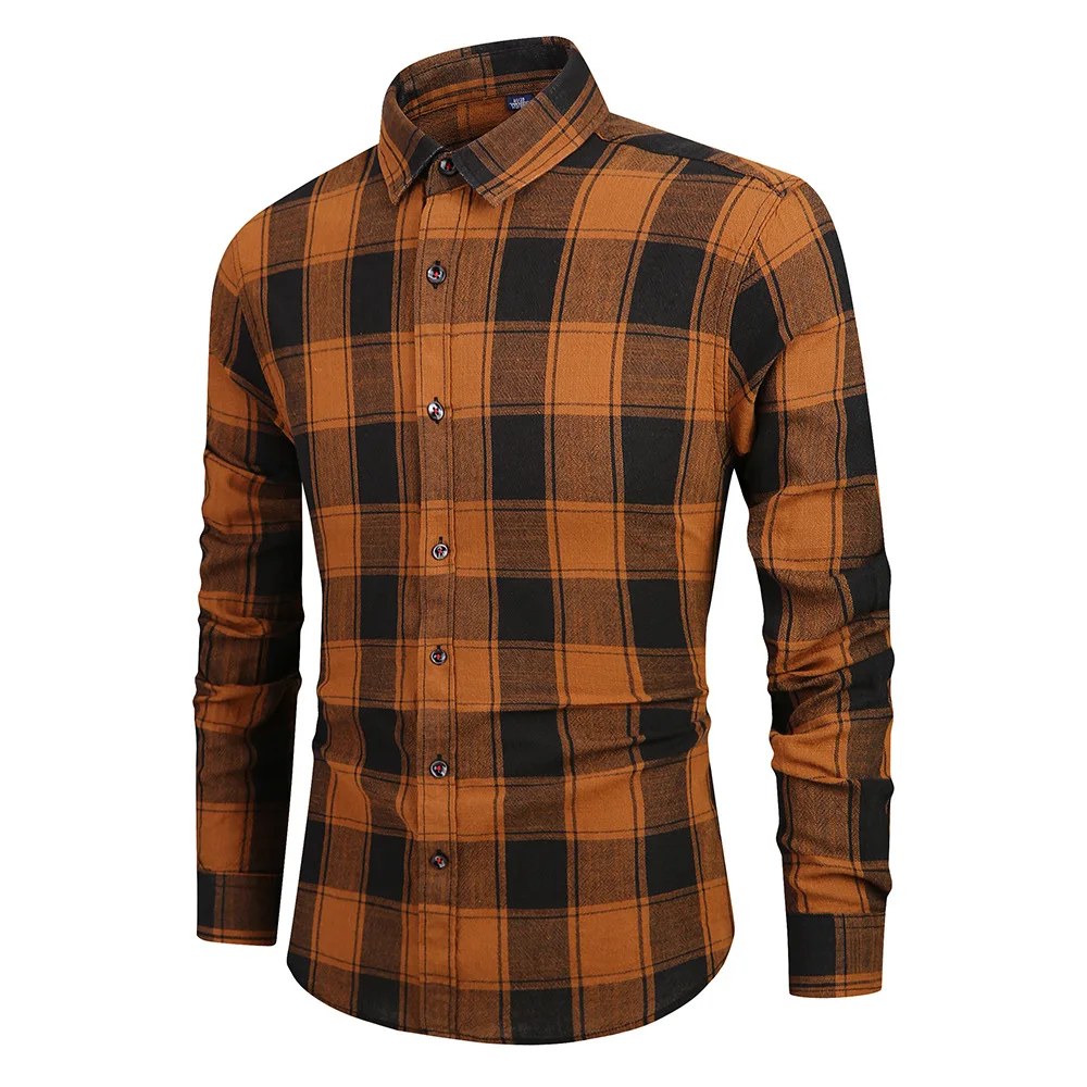

2020 New Autumn Wholesale Stretch Plaid Flannel Fashion Men's Custom Shirt