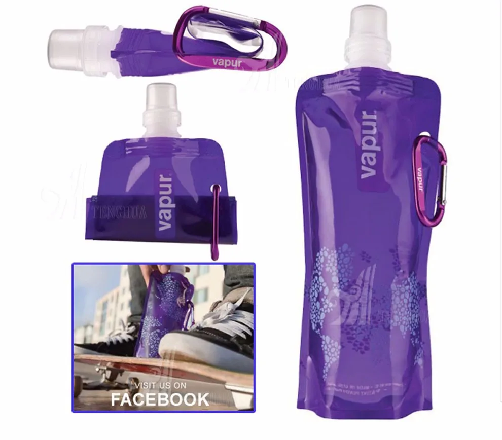 plastic 500 ml foldable water bottle , drinking water bag
