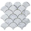 Italian Bianco Carrara White Marble Fish Scale Mosaic Tile