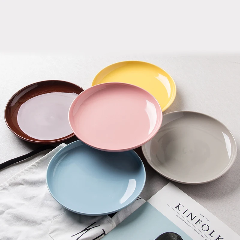 High Quality Porcelain Dinnerware Plates Small Round Dessert/fruit Dishes 8/10.5 Inch Eco Friendly Colored Ceramic Plate