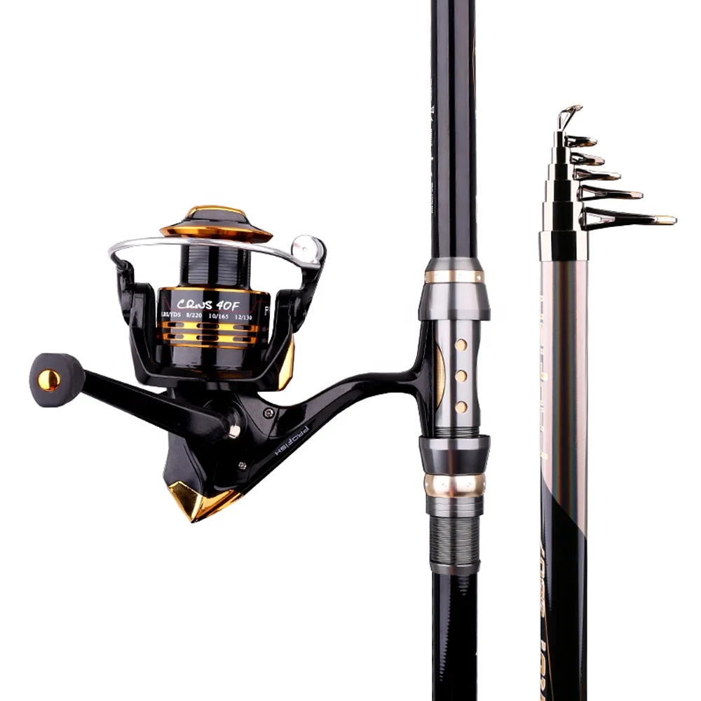 

Telescopic Fishing Rods Reel Combo 210cm 240cm 270cm 330cm 360cm, Black silver