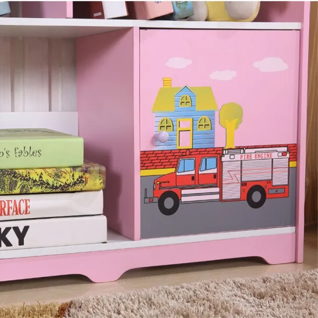 Lovely Cartoon Children Furniture Mdf Wooden Bookcase Bookshelf