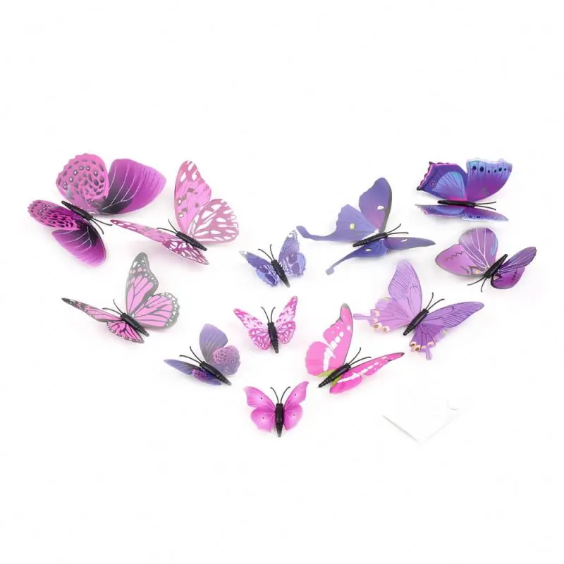 12 pcs 3D Papillon Autocollant Mural 3D Conception D'art Autocollant 3d stickers muraux D&eacute;cor &Agrave; La Maison D&eacute;corations de Chambre