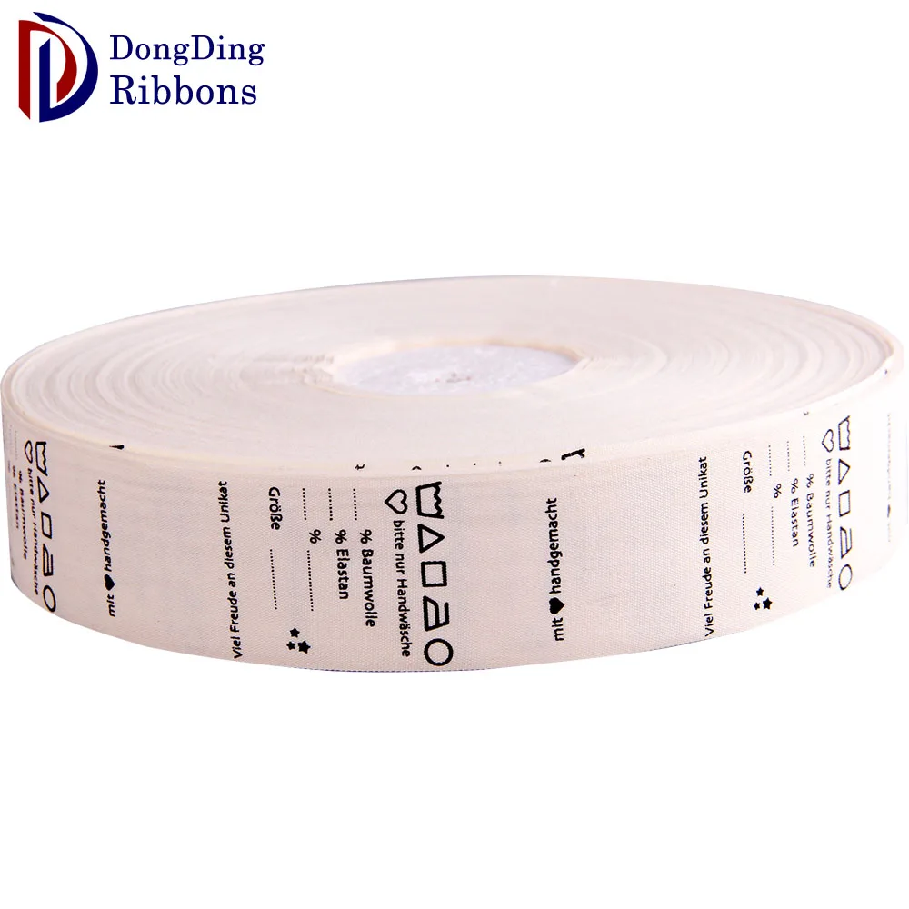 

4cm custom logo natural white printed trademark plain cotton tape ribbon